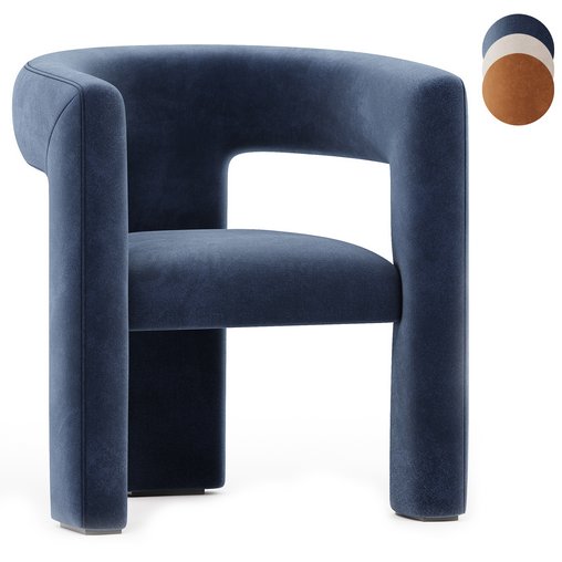 Tress Azure Blue Velvet Chair 3d model Download Maxve