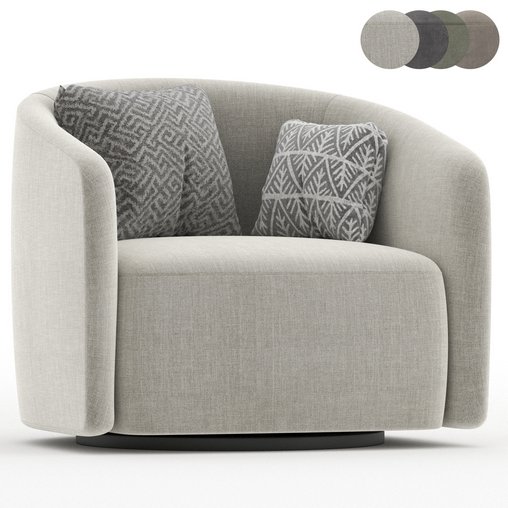 Mila swivel armchair 3d model Download Maxve