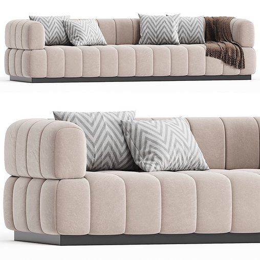 Continental Sofa in Velvet 3d model Download Maxve
