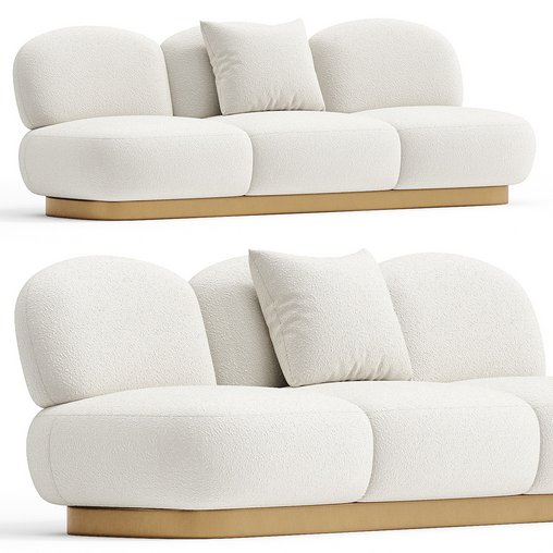 Eichholtz Boucle Cream 3 Seater Sofa 3d model Download Maxve