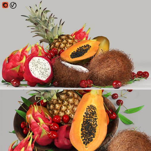 tropical fruits 3d model Download Maxve