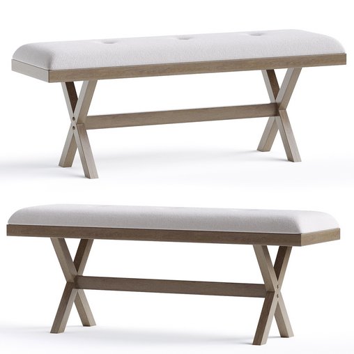 Raelyn Polyester Upholstered Bench 3d model Download Maxve