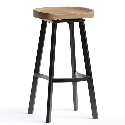 Ethet Wood Swivel Bar stool 3d model Download Maxve