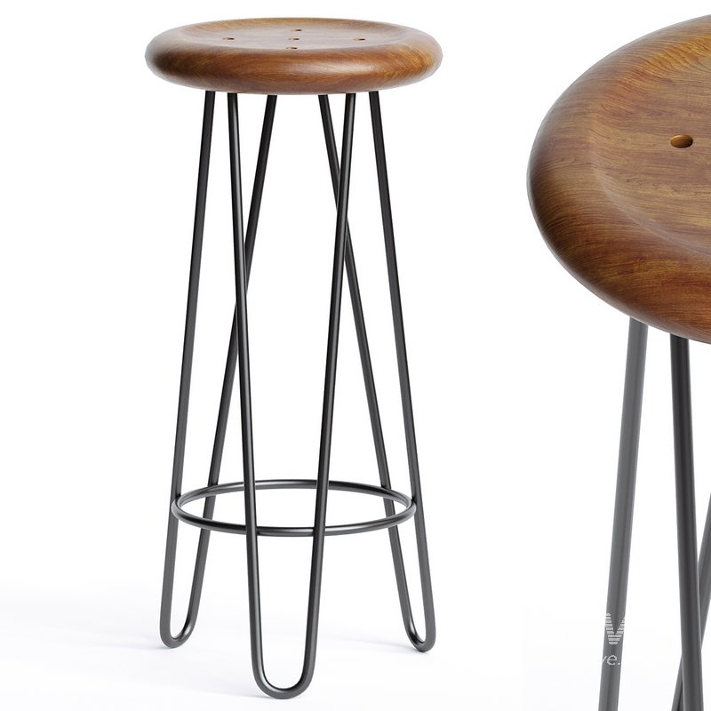 Teak Frisbee Bar Stool