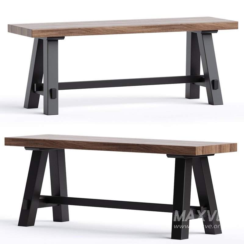 Elyon 48 Wide Rustic industrial Solid Wood Bench