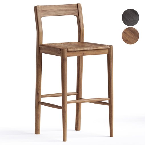 Owing walnut bar stool 3d model Download Maxve