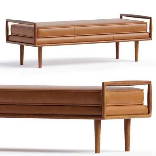 WestElm Nico Leather Bench 3d model Download Maxve