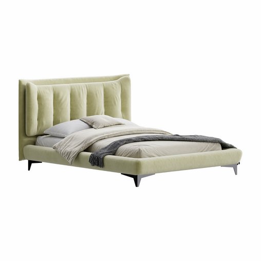Eden Suede Fabric Upholstered Modern Bed 3d model Download Maxve