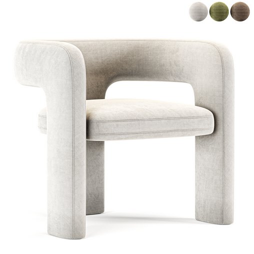 Paloma Boucle Armchair Snow By Castlery 3d model Download Maxve