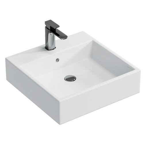 Wall-mounted or countertop washbasin BS6050 - high-gloss white cast marble 3d model Download Maxve