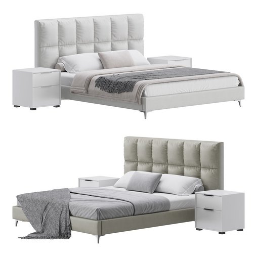 Modern Bed Upholstered Headboard Standard Bed I 3d model Download Maxve