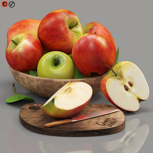 Bowl of apples 3d model Download Maxve
