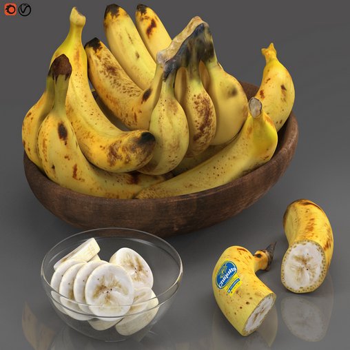 Bowl of bananas 3d model Download Maxve