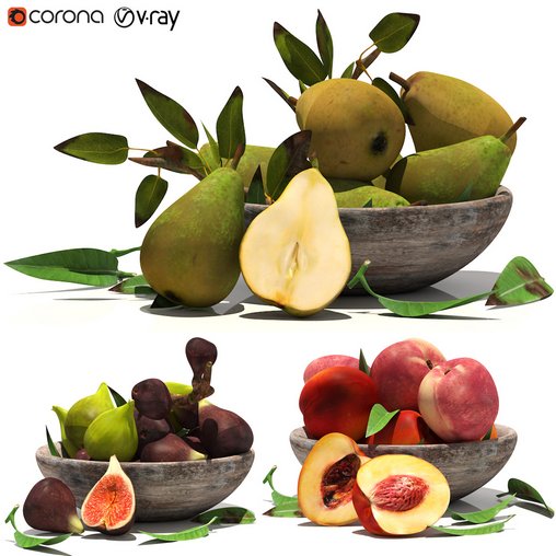 Fruit set 3d model Download Maxve