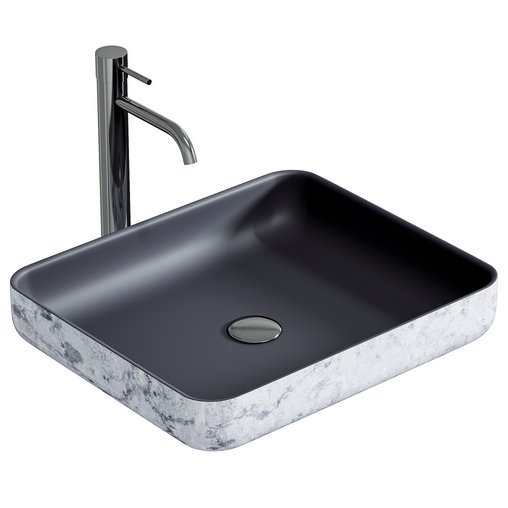 Countertop Washbasin NT2524 of mineral cast Pure acrylic - Matt Concrete Effect 3d model Download Maxve