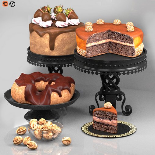 Cake collection 3d model Download Maxve