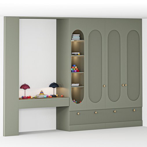 Furniture for children cupboard with toys and decor 02 3d model Download Maxve