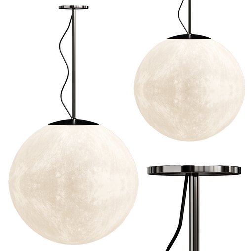 Scandinavian Style Moon Printed Pendant Lights 3d model Download Maxve