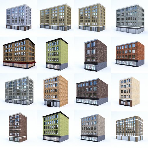 3D Buildings City Set model 3d model Download Maxve