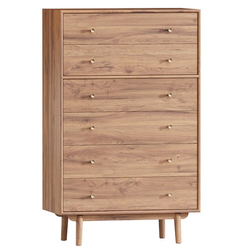 Keira Solid Wood 6-Drawer Dresser (34) 3d model Download Maxve