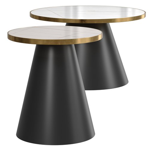 Ferrah Black and White Top Pedestal Coffee Table 3d model Download Maxve