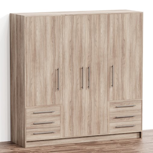 Jillian 4 Door Manufactured Wood Wardrobe 3d model Download Maxve