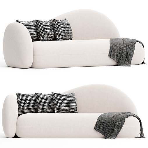 Scandinavian simple curved sofa 3d model Download Maxve