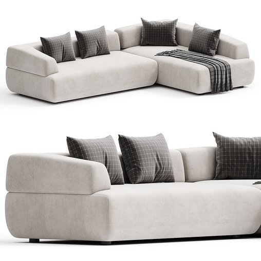 ITALO Sofa with chaise longue By Minimomassimo 3d model Download Maxve