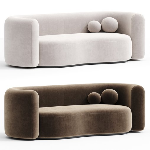 Hugger Curved Boucle Sofa by Leanne Ford 3d model Download Maxve