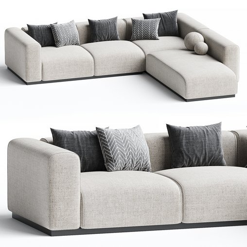 MAHE Sectional sofa By Braid 3d model Download Maxve