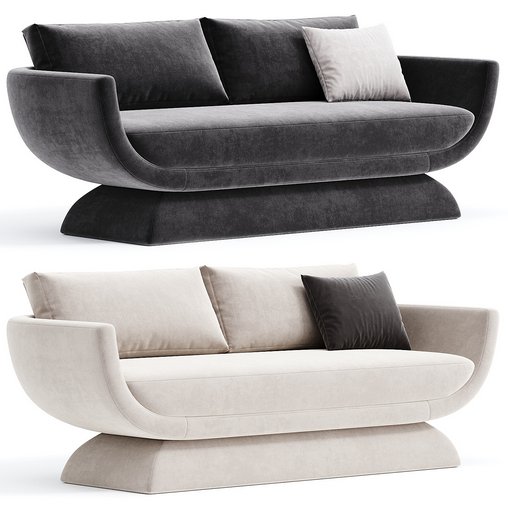 Oscar Contemporary Velvet Sofa 3d model Download Maxve
