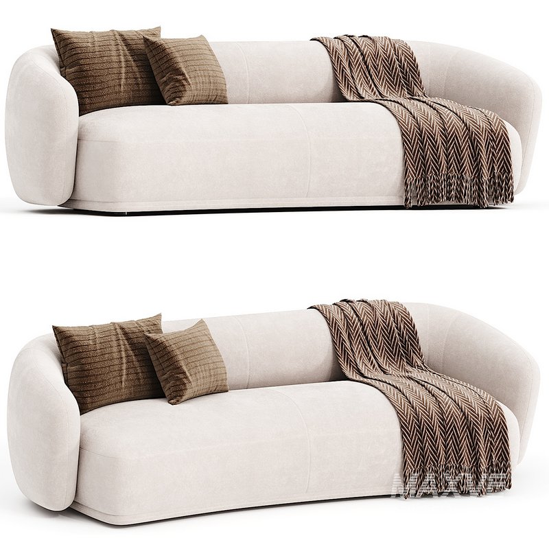 Meridiani RENE Curved fabric sofa