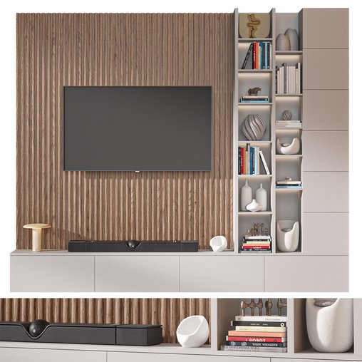 TV wall set 02 3d model Download Maxve