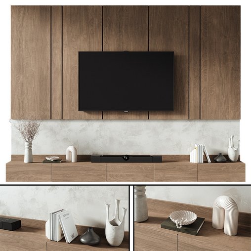 Tv wall set 013 3d model Download Maxve