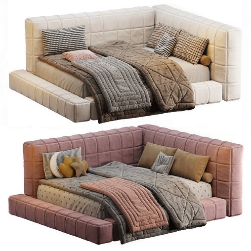Baldwin Lounge Corner Upholstered Bed 3d model Download Maxve