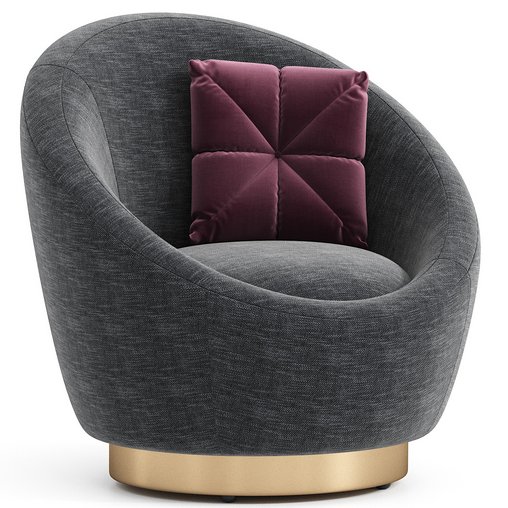 Teston Upholstered Swivel Barrel Chair 3d model Download Maxve