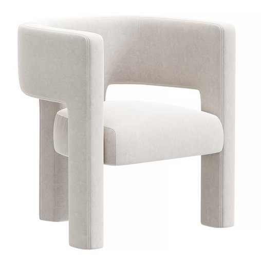 Sculpt Warm Beige Velvet Accent Chair 3d model Download Maxve