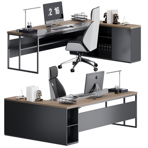 Office Furniture Manager set 21 3d model Download Maxve