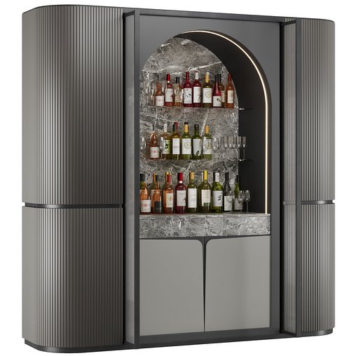 Bar Cabinet Set4 3d model Download Maxve