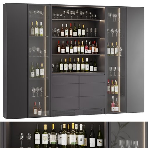 Bar Cabinet Set3 3d model Download Maxve