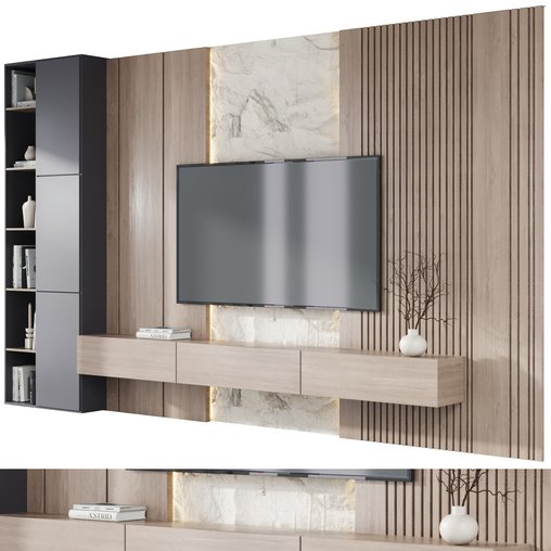 TV wall decor set14 3d model Download Maxve