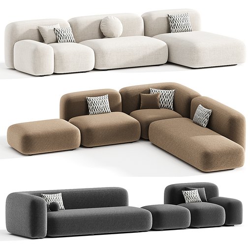 modular sofa ribbl 3d model Download Maxve