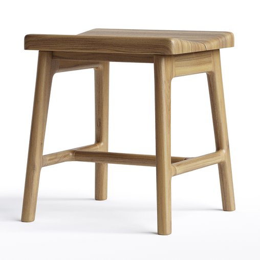 Handmade modern small oak stool 3d model Download Maxve