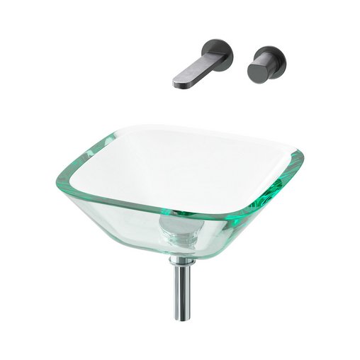 Square Glass Bathroom Vessel Sink with Drain Mini Bath Bowl 3d model Download Maxve
