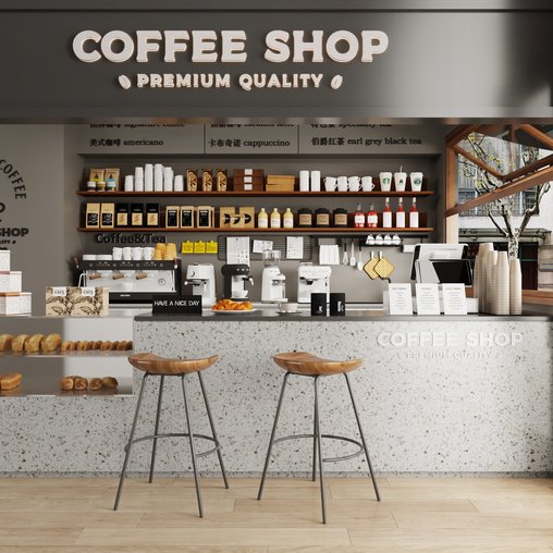 Modern coffee shop 3d model Download Maxve