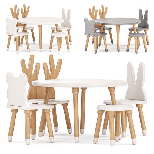 Artwood Table And Chairs 3d model Download Maxve
