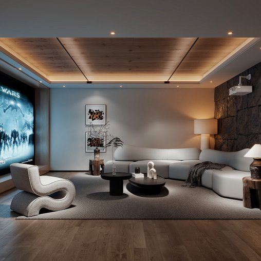 Modern Audiovisual Room 3d model Download Maxve