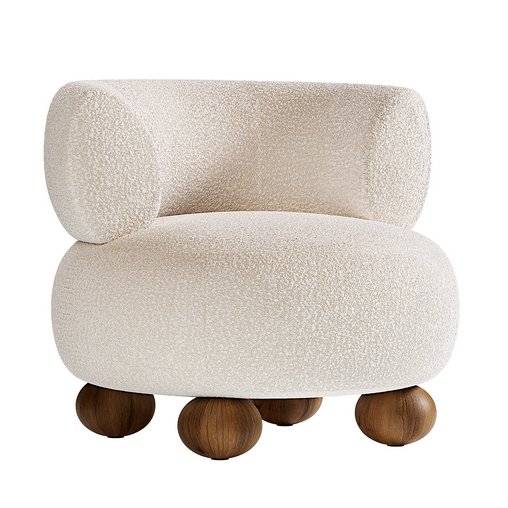 Oki Ivory Boucle Kids Lounge Chair 3d model Download Maxve