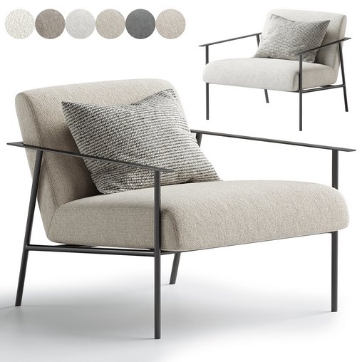 Tracy Fabric Lounge Chair Beige 3d model Download Maxve