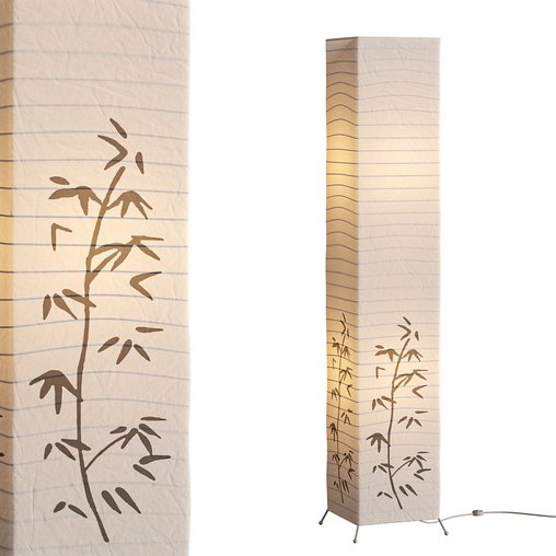 Bamboo printed white paper floor lamp 3d model Download Maxve